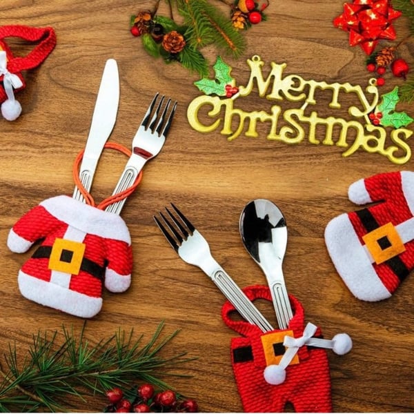 6 Pieces Christmas Silverware Holders Knife Fork Pouch Bag