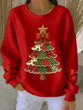 Women's Vintage Christmas Tree Print Sweatshirt