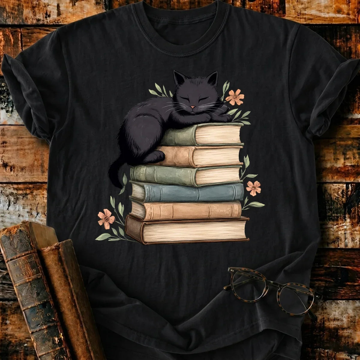 Black Cat Asleep T-Shirt