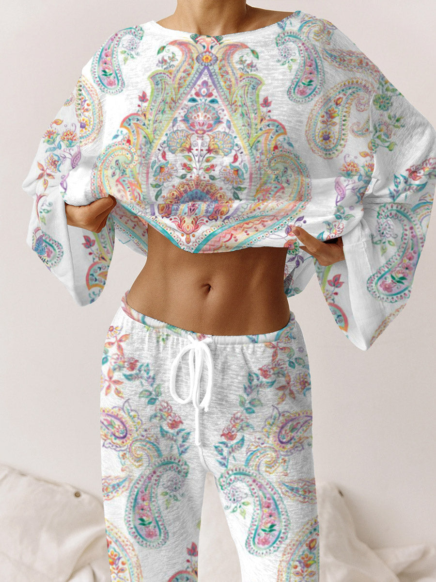 Women's Bohemian Colorful Long Sleeve Pajama Set