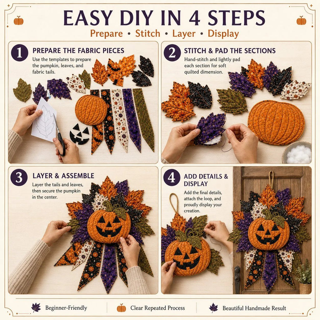 Beginner-Friendly Oversized Halloween Character Quilted Door Hanger Sewing Kit | Complete Kit with All Tools & Step-by-Step Guide Included