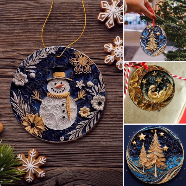 Flat Quilling Christmas Ornaments
