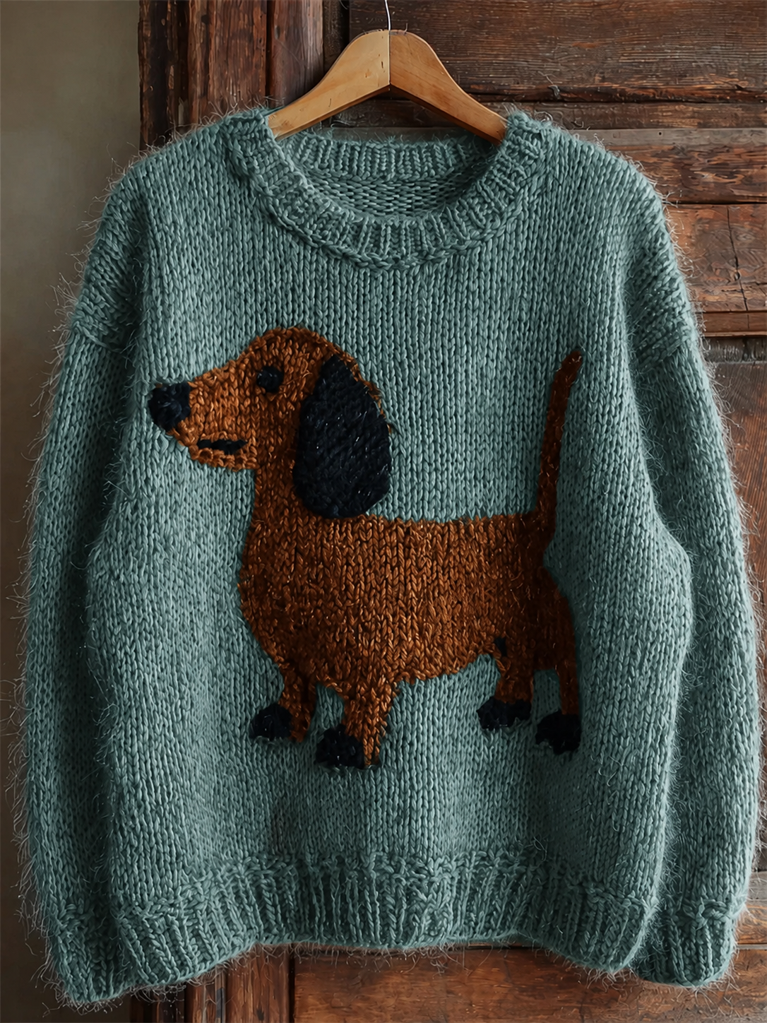 Lovely Dachshund Knit Cozy Fuzzy Sweater