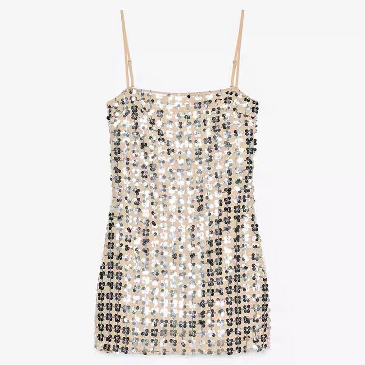 Fashion Sexy Sequin Shiny Suspender Dress