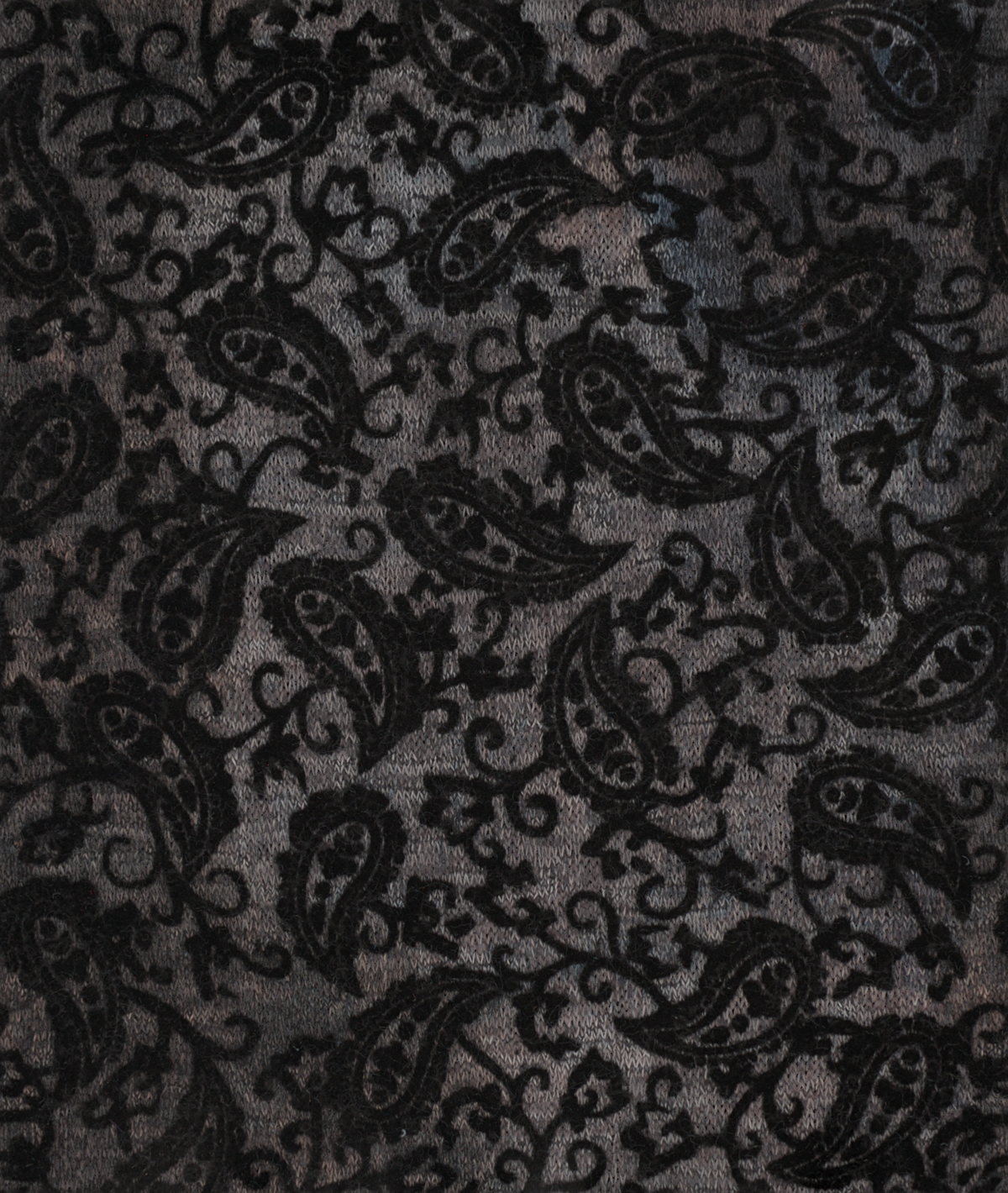 Retro Paisley Flocked Knitted Zipper Blouse