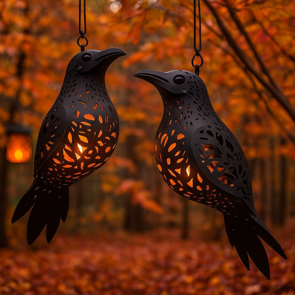 Handmade Gothic Raven Hanging Lantern