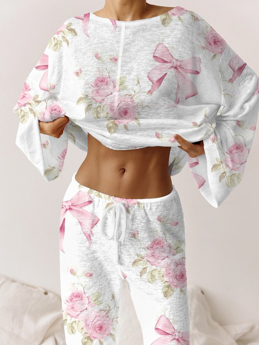 Women's Floral Bow Pajama Set