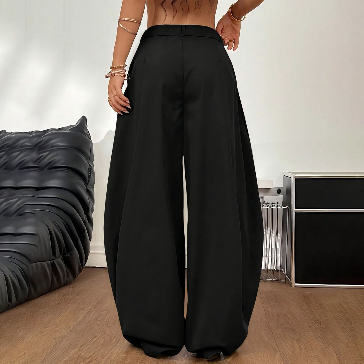 Baggy Pants Women Low Rise Pleated Barrel Cargo Oversized Wide Leg Casual Trousers Streetwear for Travel well-liked
