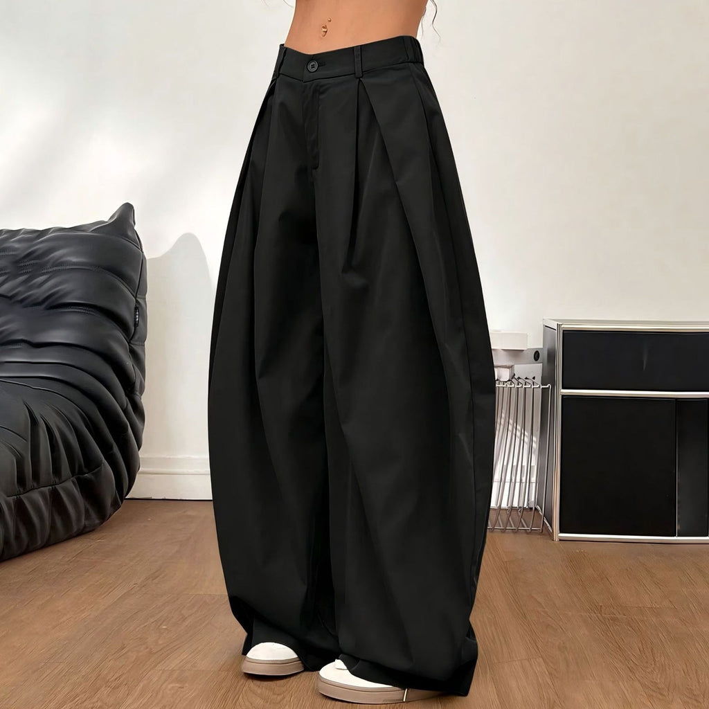Baggy Pants Women Low Rise Pleated Barrel Cargo Oversized Wide Leg Casual Trousers Streetwear for Travel well-liked
